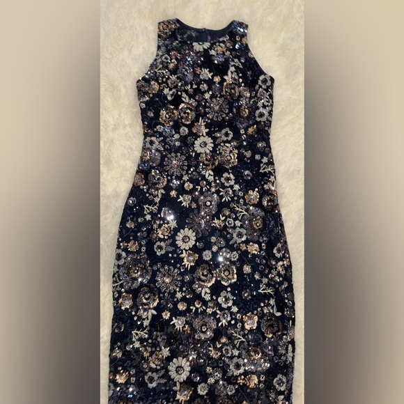 NWOT Dress The Population Helena Sequins Floral Mesh Sleeveless Dress sz S - Picture 4 of 8